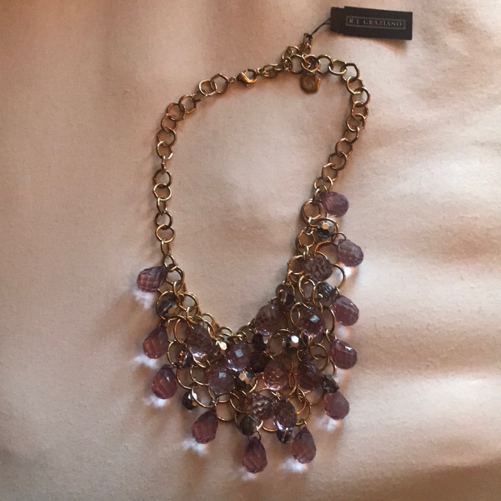 Gold and lavender statement necklace